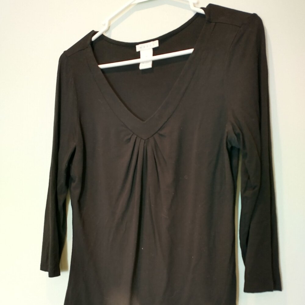 Tweeds Black V-Neck Top Size M